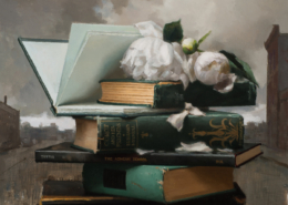 Books and Peonies