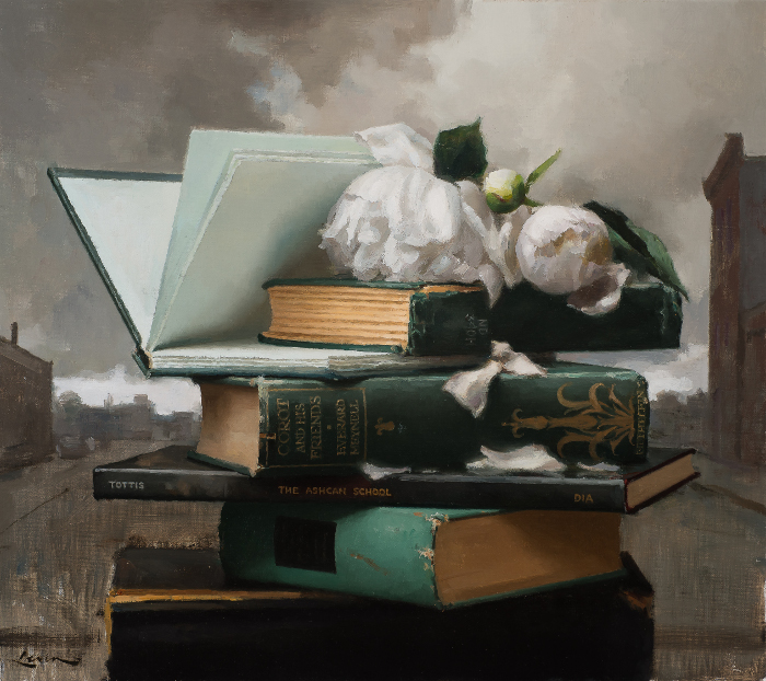 Books and Peonies