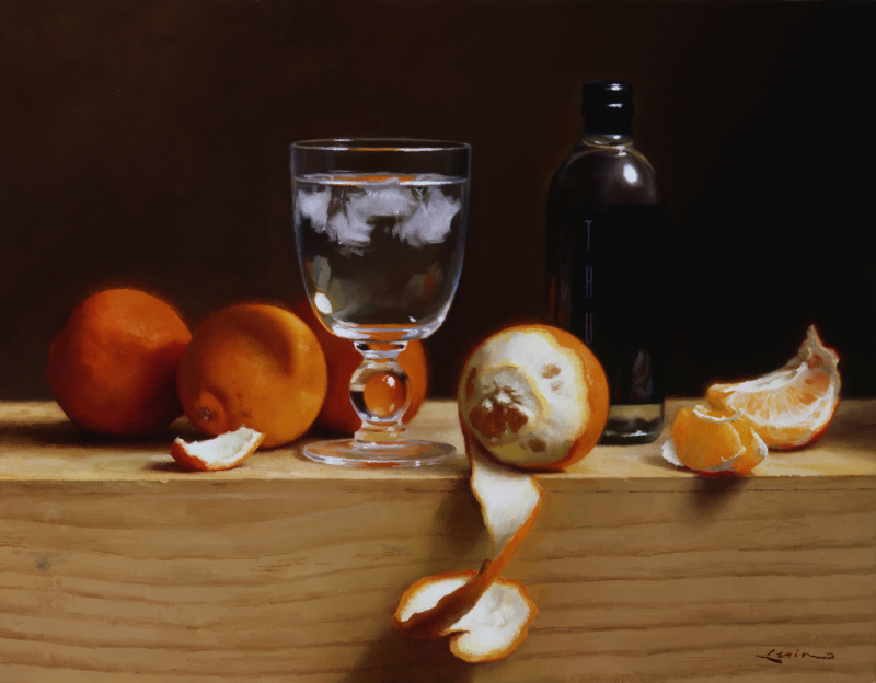 Tangerines and Water Goblet, 14 x 18, 2008